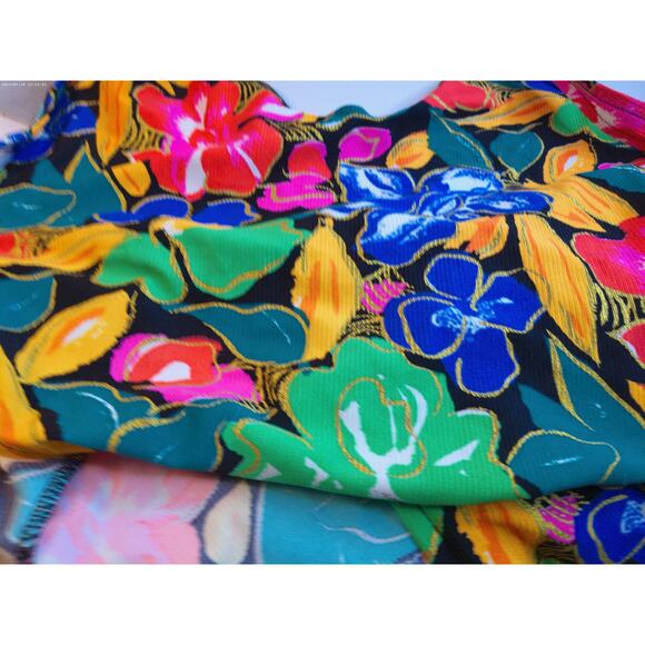 Vintage Brazilian Sunset Neon Floral Bathing Suit READ AS IS - Picture 3 of 8